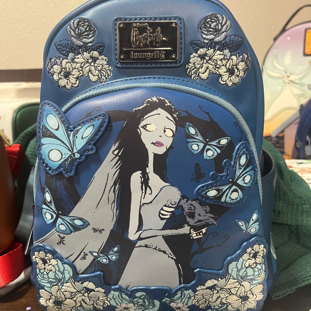 Loungefly Blue Corpse Bride Embroidered Mini Backpack with Butterflies - Picture 2 of 5